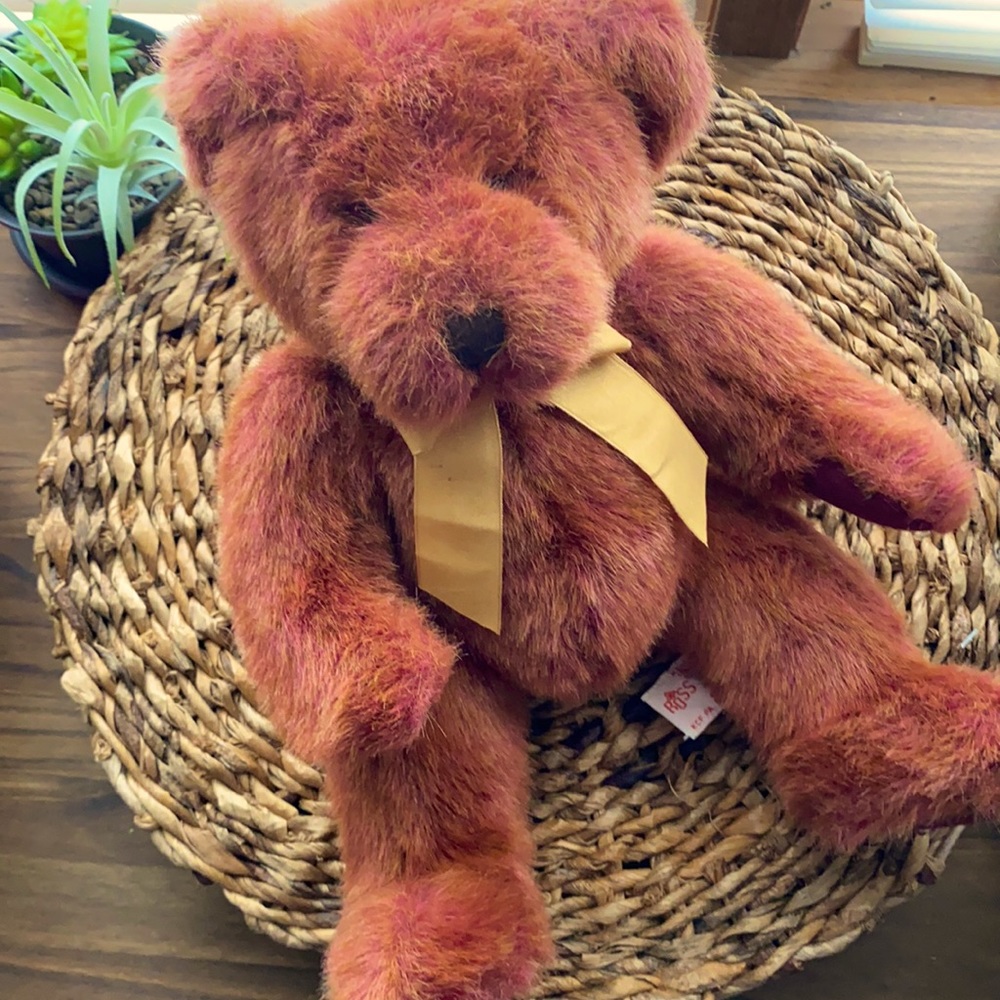 RUSS Tinker teddy bear Red gold Vintage retro ombre fur design coloring